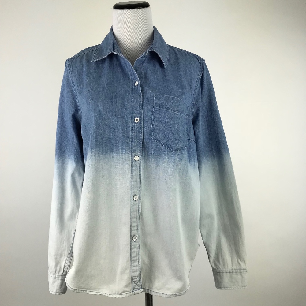 Gap Chambray Boyfriend Dipped Dye Shirt #595